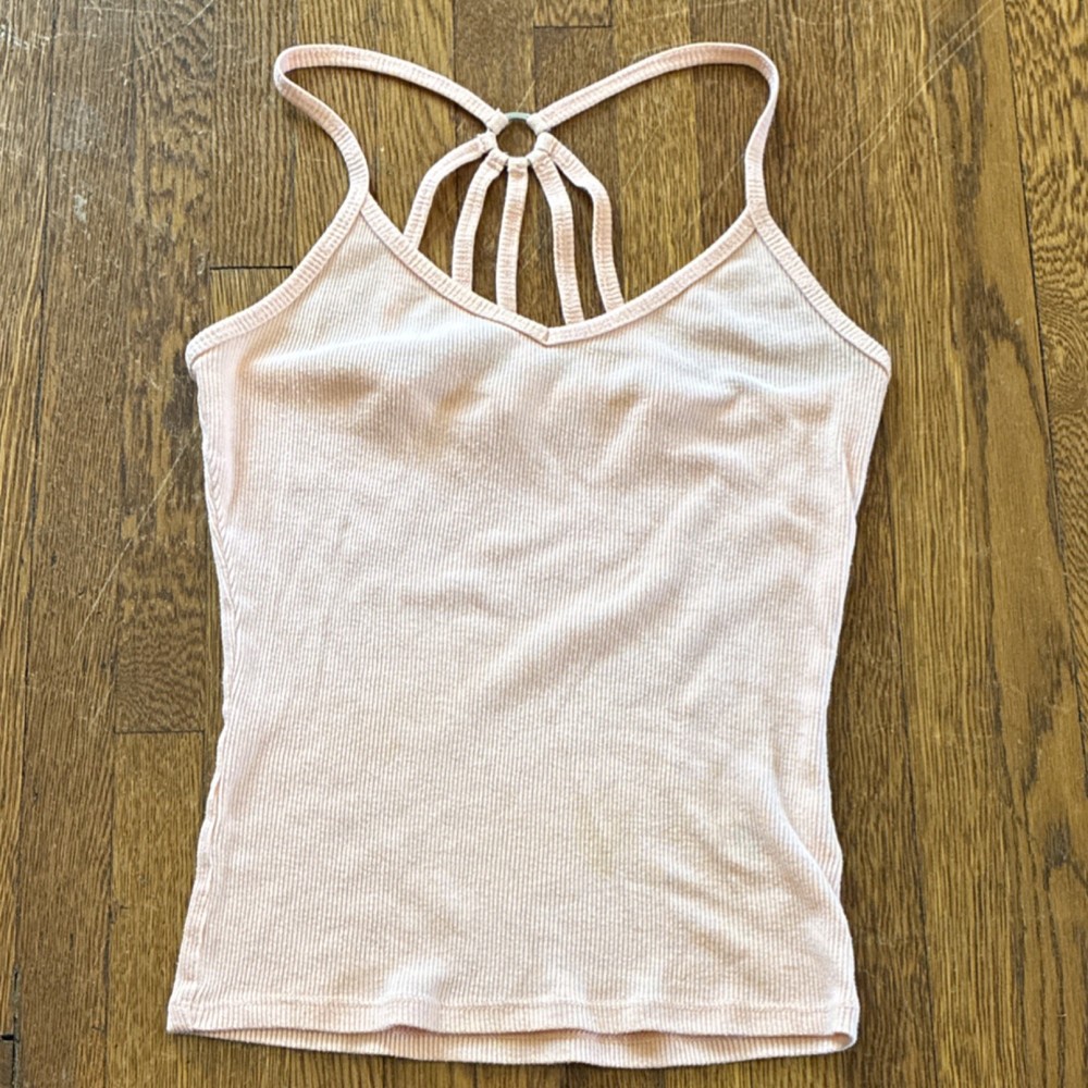 Aeropostale Light Pink Ribbed Knit Ring Accent Strappy Tank Top Women XS
