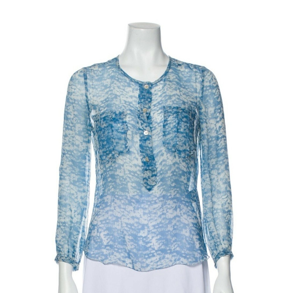 ISABEL MARANT Étoile Blue Silk Printed Blouse Top S, US4, FR36