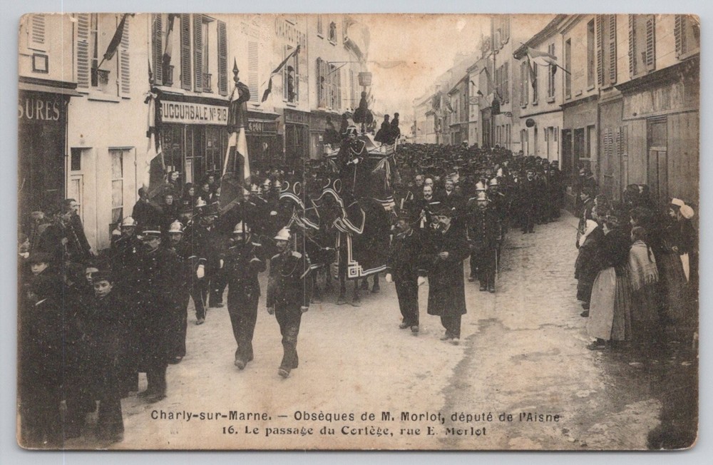 Charly-sur-Marne Funeral M. Morlot Deputy Aisne Postcard c1910s