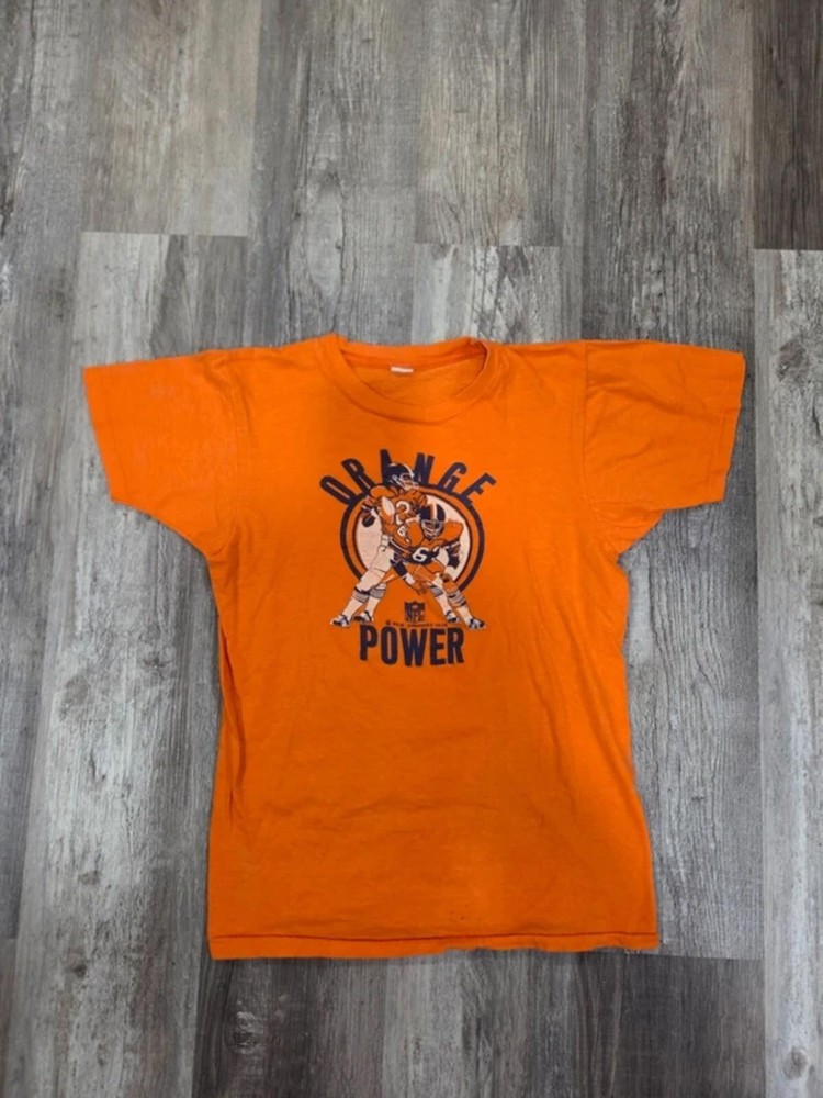 Vintage Orange Power Broncos Kids Large 42-44 Graphic T-Shirt