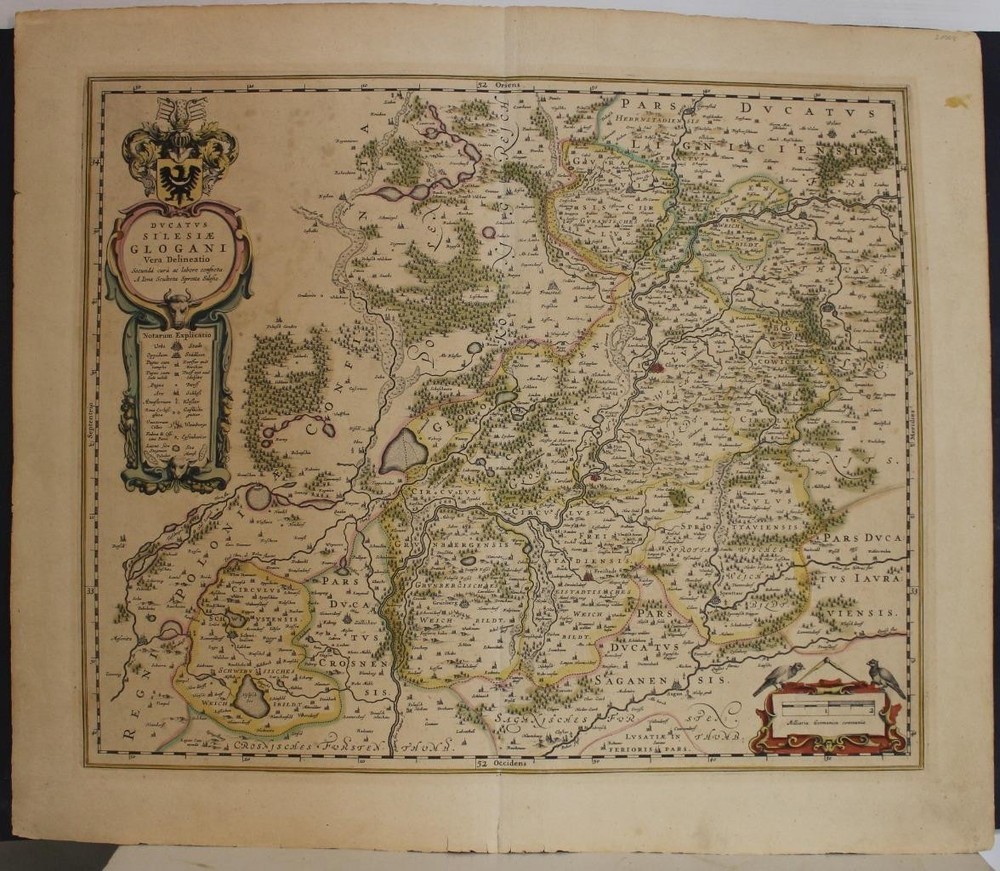 Glogów Silesia Poland 1640 Blaeu Unusual Antique Original Copper Engraved MapANTIQUE COPPER ENGRAVED MAP OF GLOGÓW SILESIA POLAND
