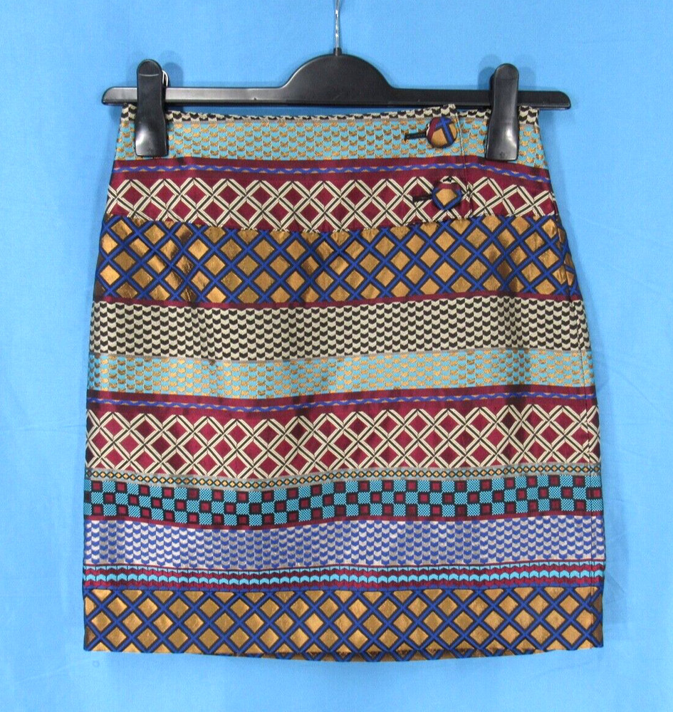 MAEVE Anthropologie AUDRA JACQUARD Jewel Tones GEO PRINT Side-Zip PENCIL SKIRT 2