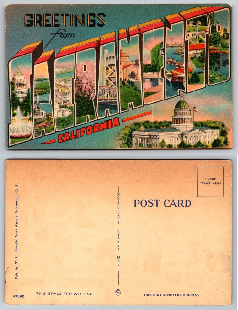 Vintage GREETINGS from OAKLAND CALIFORNIA Large Letter Postcard