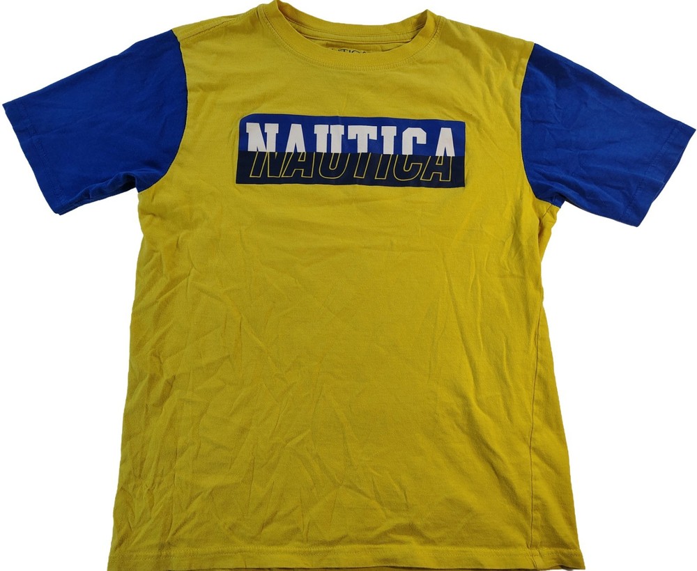 Boy's Blue & Yellow Large Short Sleeve High End Nautica Graphic Logo T-Shirt