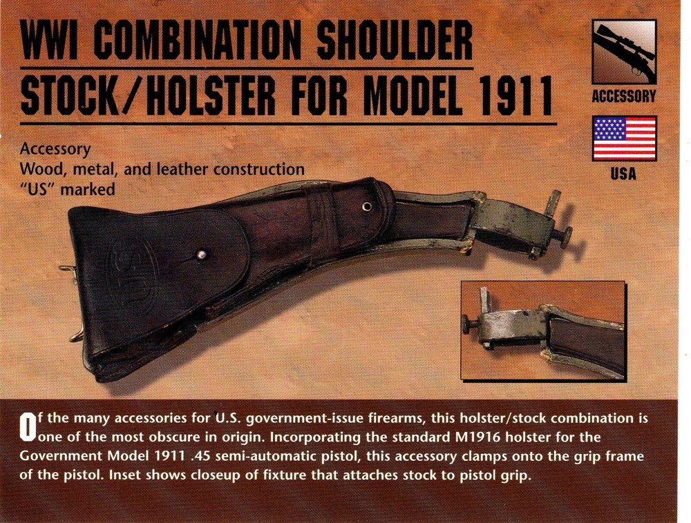 WWI Combination Stock / Holster for Model 1911 Classic Firearms Photo Card u