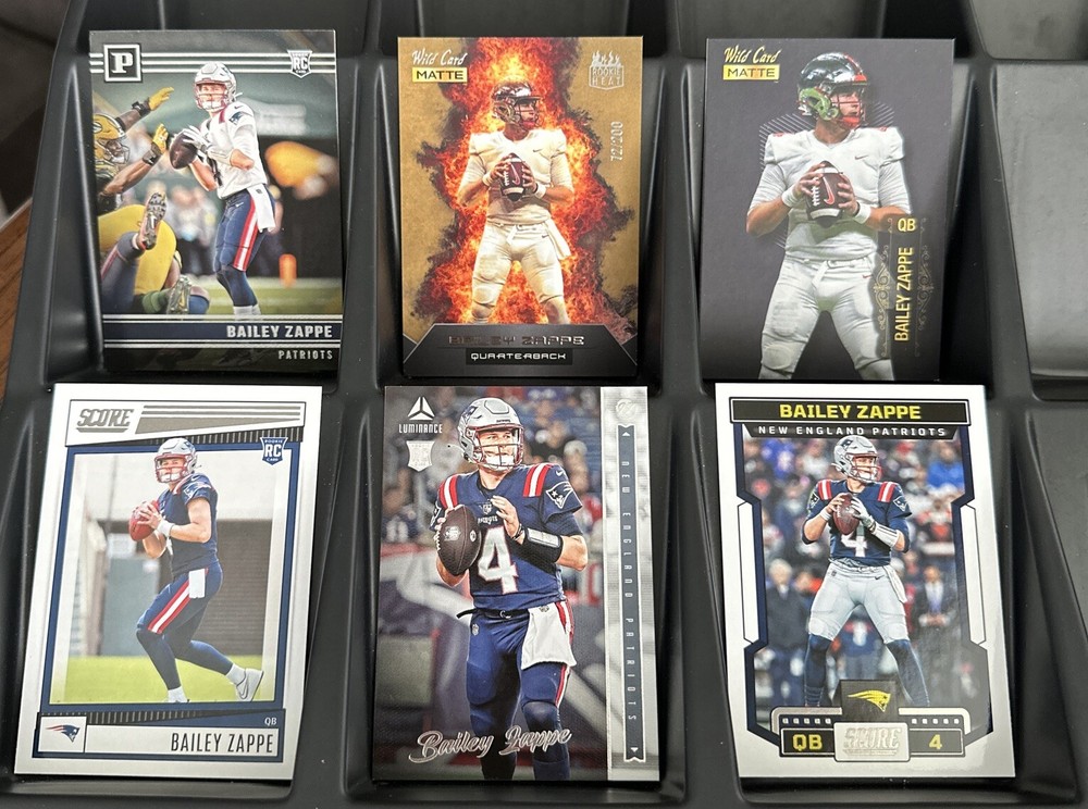 Bailey Zappe 6 Card Lot 5 Rookie Cards New England Patriots RC