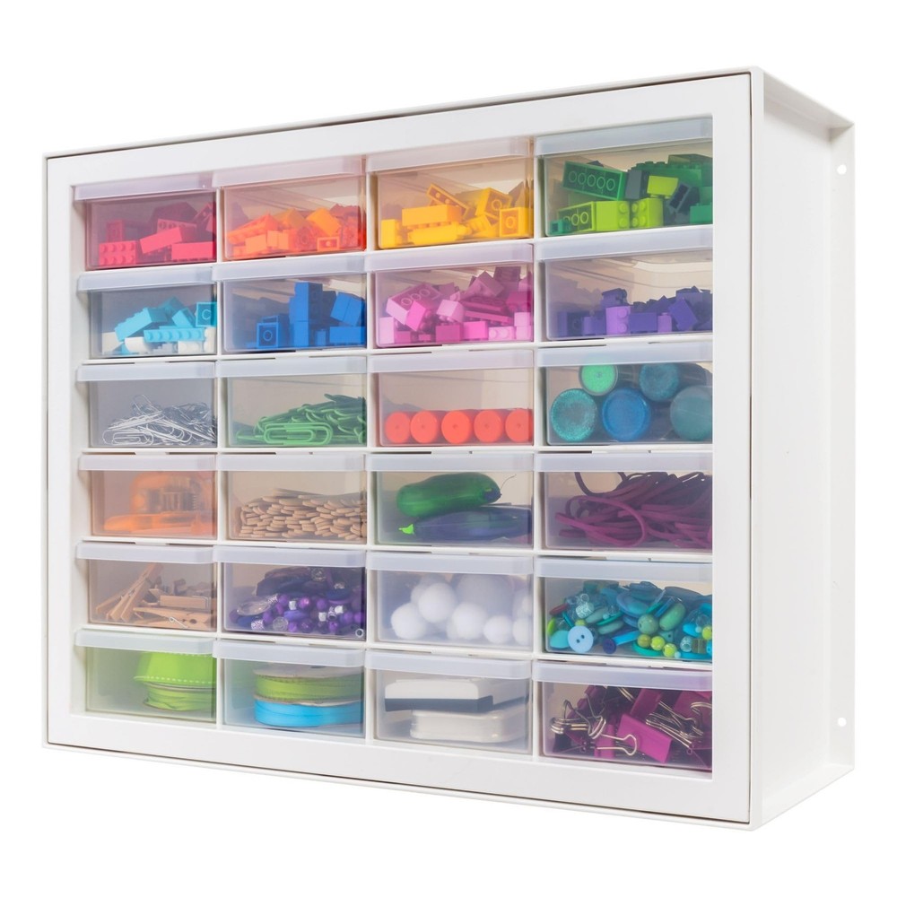24-Drawer Plastic Storage Organizer for Teachers Crafts and Beads by IRIS USA