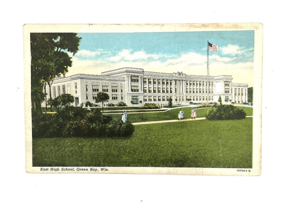 Green Bay Wisconsin East High School Building Vintage Postcard