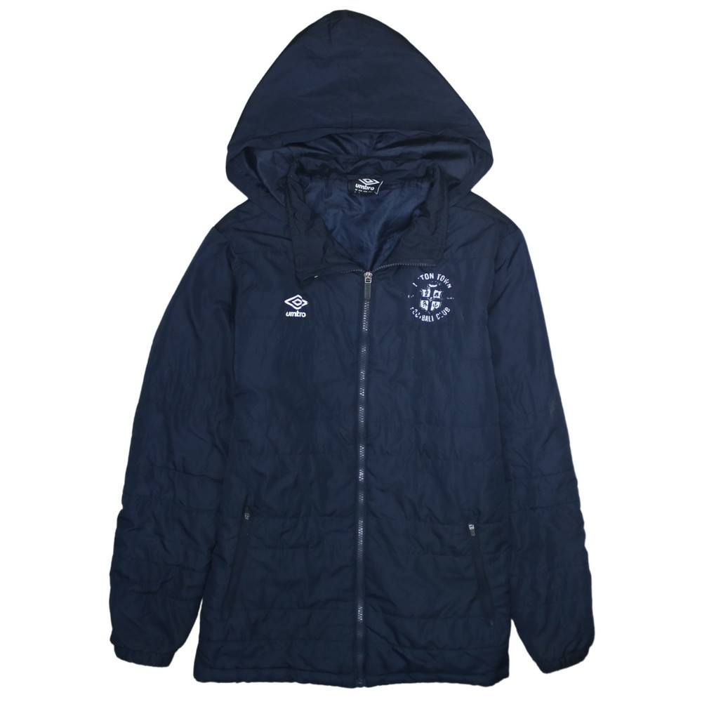 Umbro Mens Windbreaker Jacket Navy Blue Hooded Full Zip Embroidered Chest Logo S
