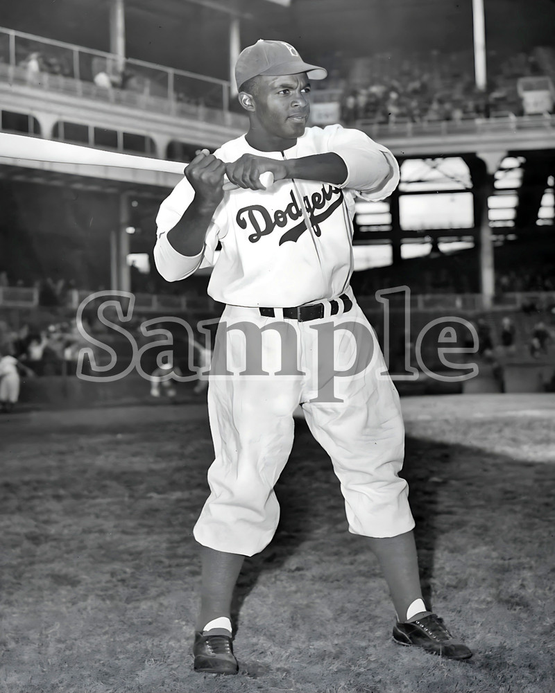Brooklyn Dodgers  Jackie Robinson Black & White Portrait 8 X 10 Photo Picture