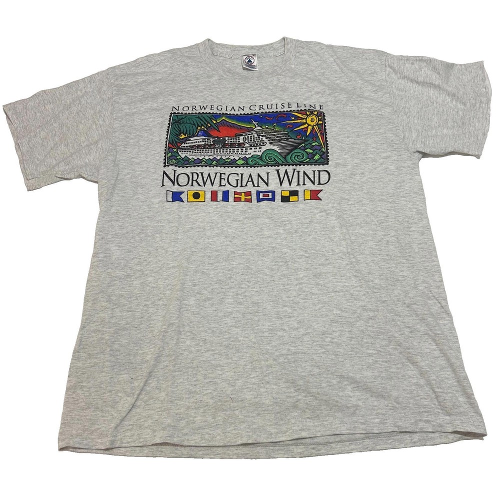 Norwegian Wind Cruise Line Single Stitch T Shirt Men XL Made USA Vintage VTG