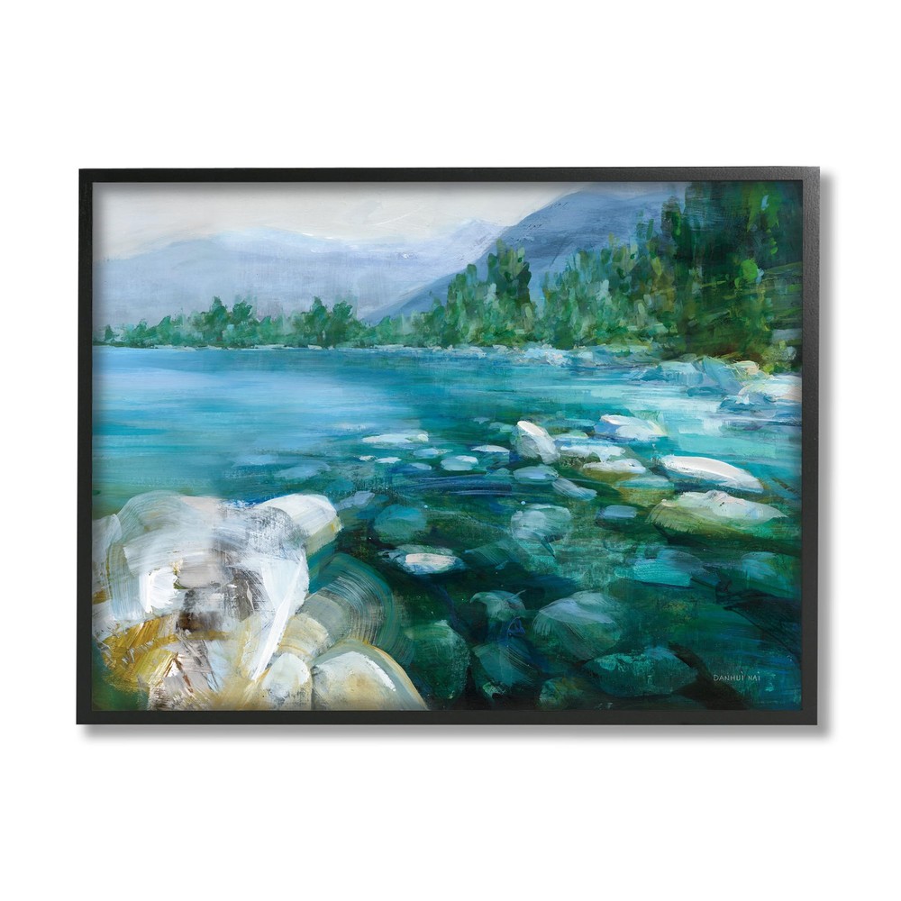 Rocky River Serene Black Framed Giclee Art by Danhui Nai