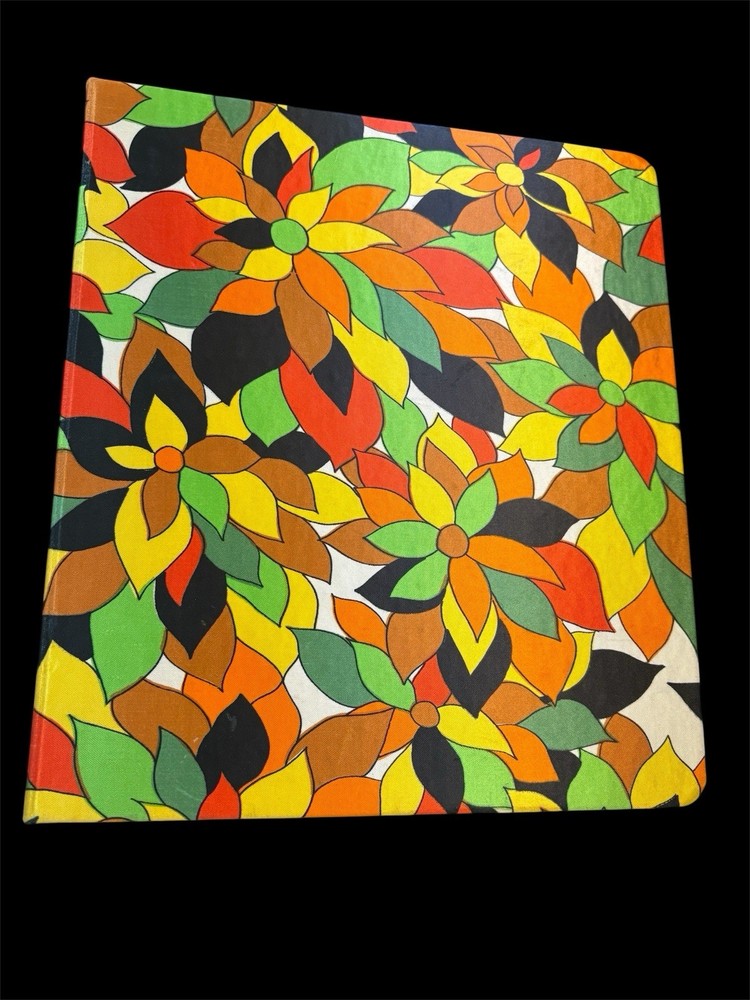60s 70s Vintage 3 Ring Binder Groovy Neon Psychedelic Retro Estate 11.5” X 10”