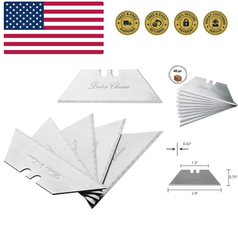 40-Pack 2.4 Inch Utility & Box Cutter Replacement Razor Blades