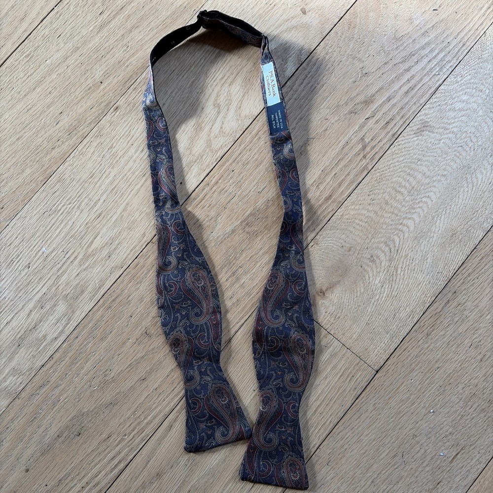 Jos. A. Bank Vintage USA Made Paisley Muted Bowtie Silk Self Tie