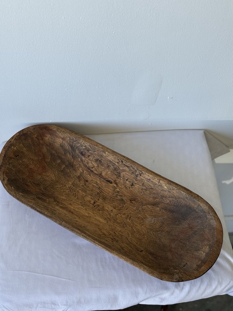Primitive Antique Dough Bowl Wood Trencher 20x8” Centerpiece