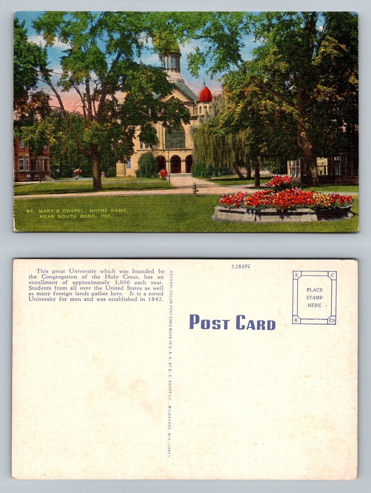 South Bend, IN-Indiana, St Mary’s Chapel Notre Dame Grounds Vintage Postcard