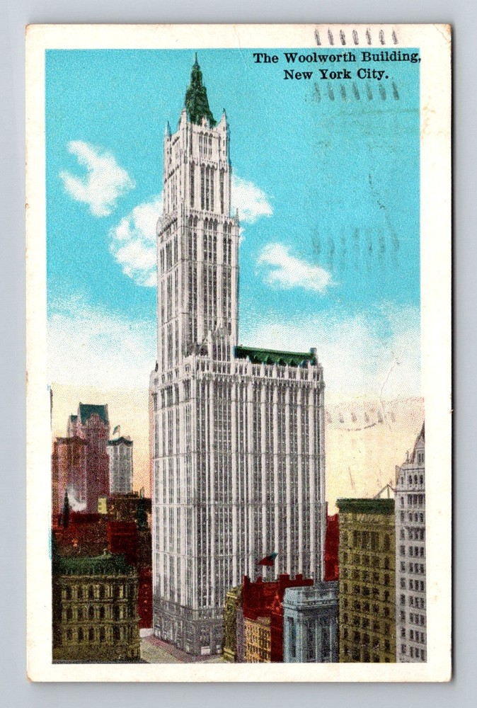 New York NY-New York Woolworth Building Gothic Skyscraper Vintage c1932 Postcard