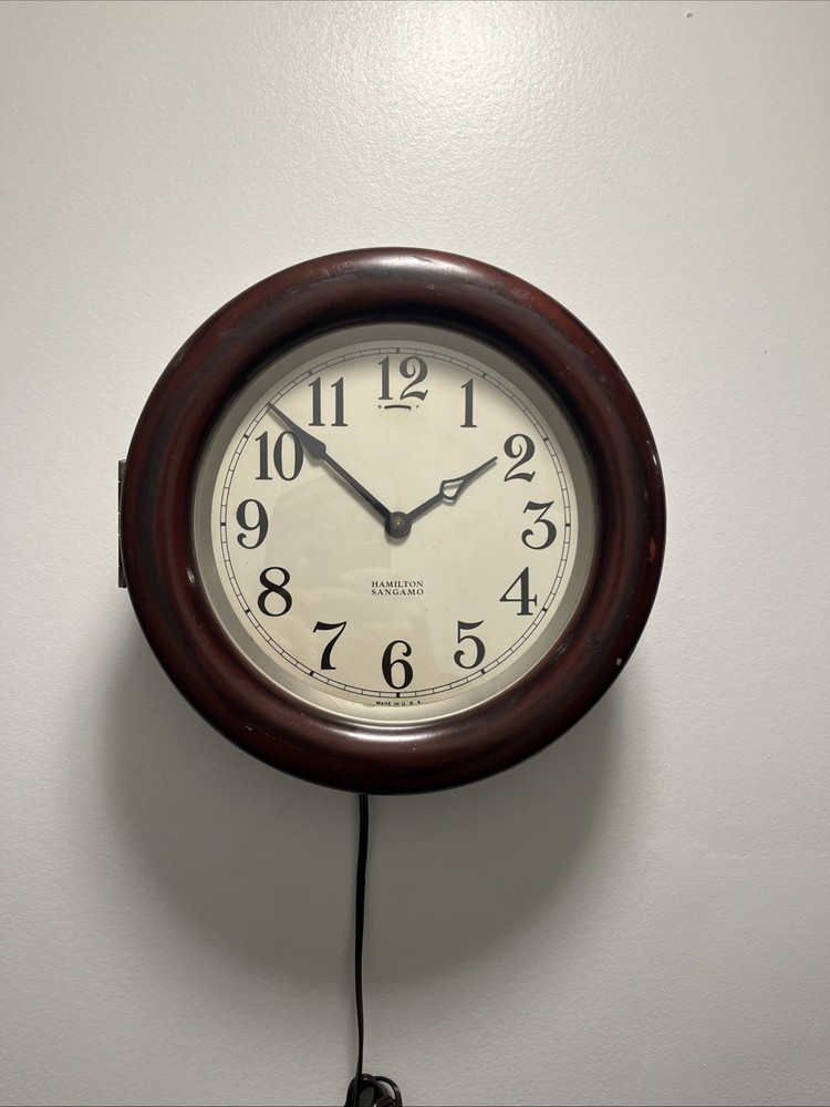 Vintage Hamilton Sangamo Electric Wall Clock Style 8701 Type A Metal Case