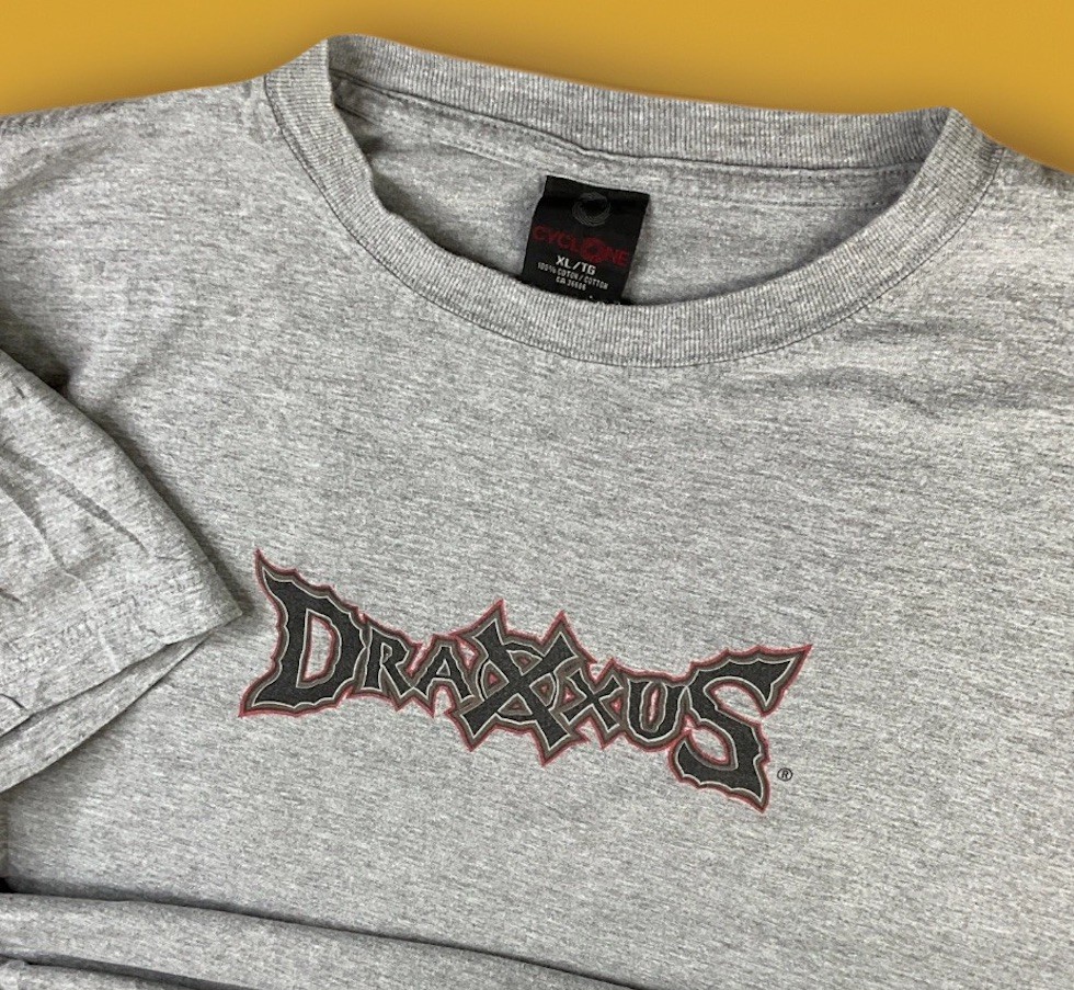 Vintage Draxxus Paintball T-Shirt Men Sz XL Cyclone 90s Graphic Tee Retro Gray