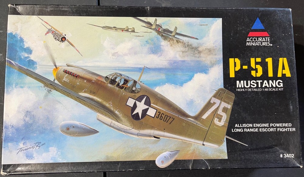 Accurate Miniatures P-51A Mustang 3402 1/48 NIB Model Kit ‘Sullys Hobbies’-image