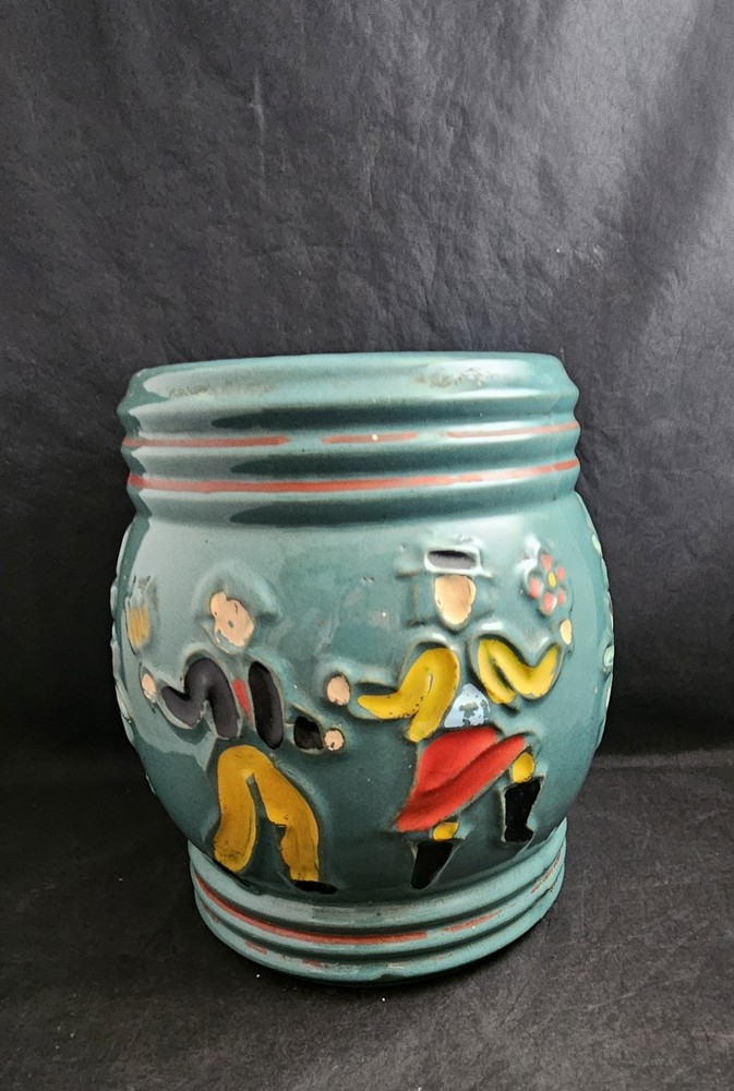 Vintage 1940's Red Wing Pottery Dancing Peasants Cookie Jar NO LID