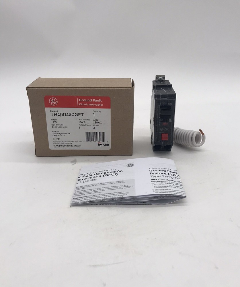 HOUSTON STOCK NEW GE THQB1120GFT TYPE THQB 20 AMP GFCI 120 V FREE 2 DAY AIR