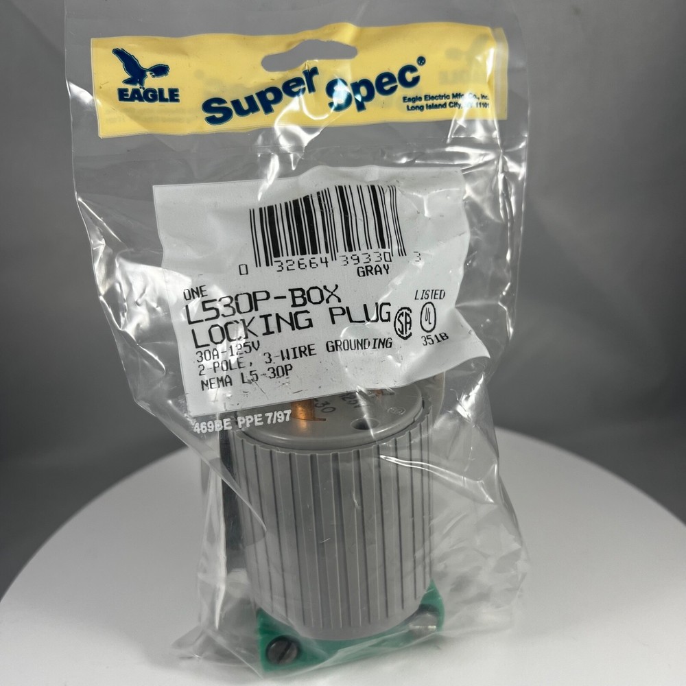 Eagle Super Spec Locking Plug L530P BOX 30A 125V NEMA L5-30P New Sealed