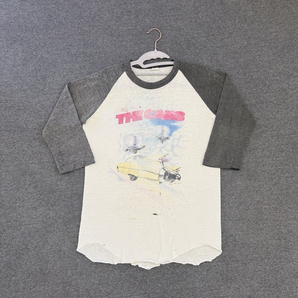 The Cars Tour 1984 Vintage Double-Sided Raglan 3/4 Sleeve Jersey Tee L