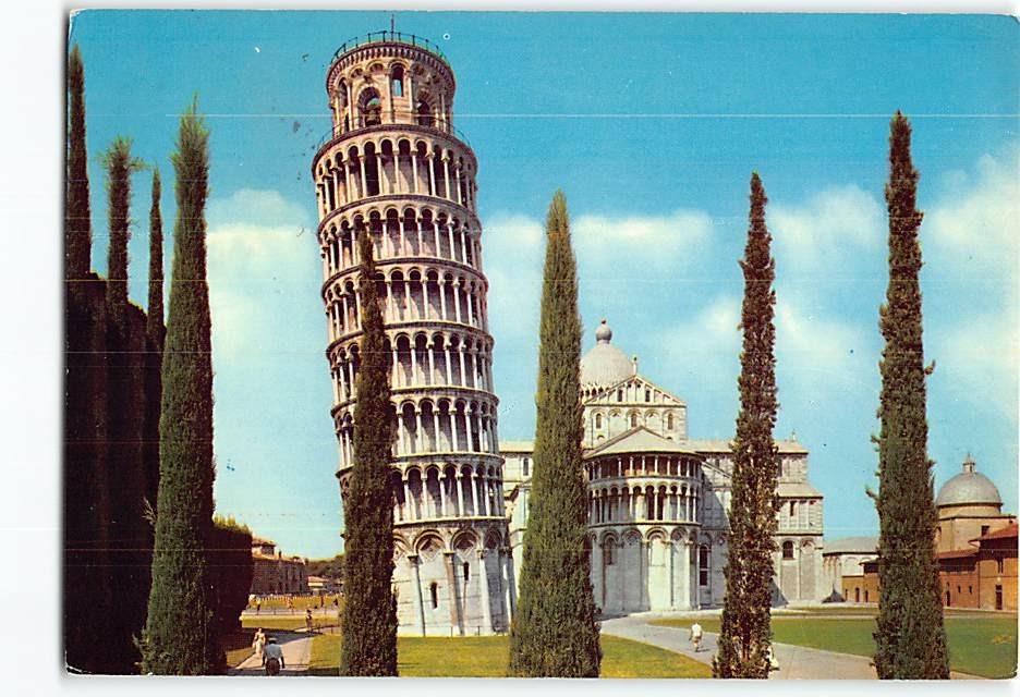 Postcard Leaning Tower & Apsis of the Cathedral Pisa Italy