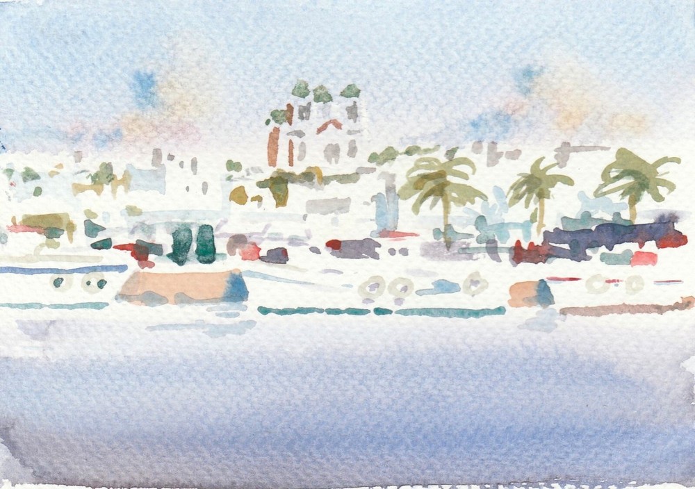 Greece landscape Original painting Postcard. Unposted, by John Charles Thompson