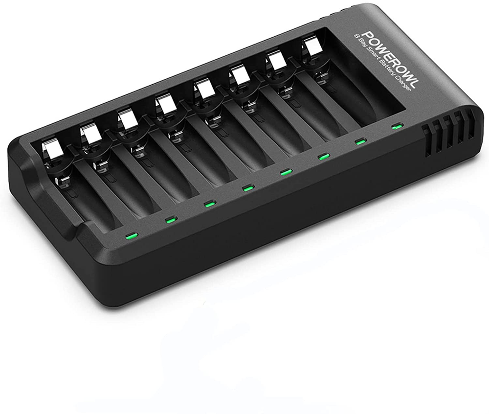 POWEROWL 8 Bay USB AA AAA Fast Battery Charger with Independent Slots