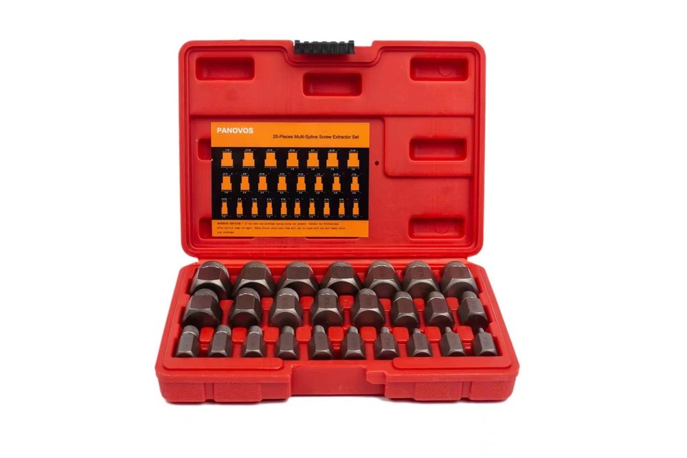 25Pcs Hex Head Multi-Spline Screw Bolt Nut Extractor Removal Set