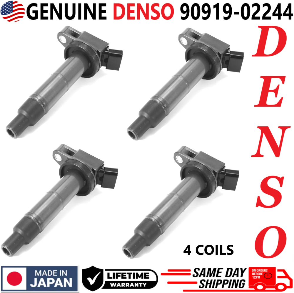 GENUINE DENSO x4 Ignition Coils For 2001-2012 Toyota Lexus Scion I4, 90919-02244