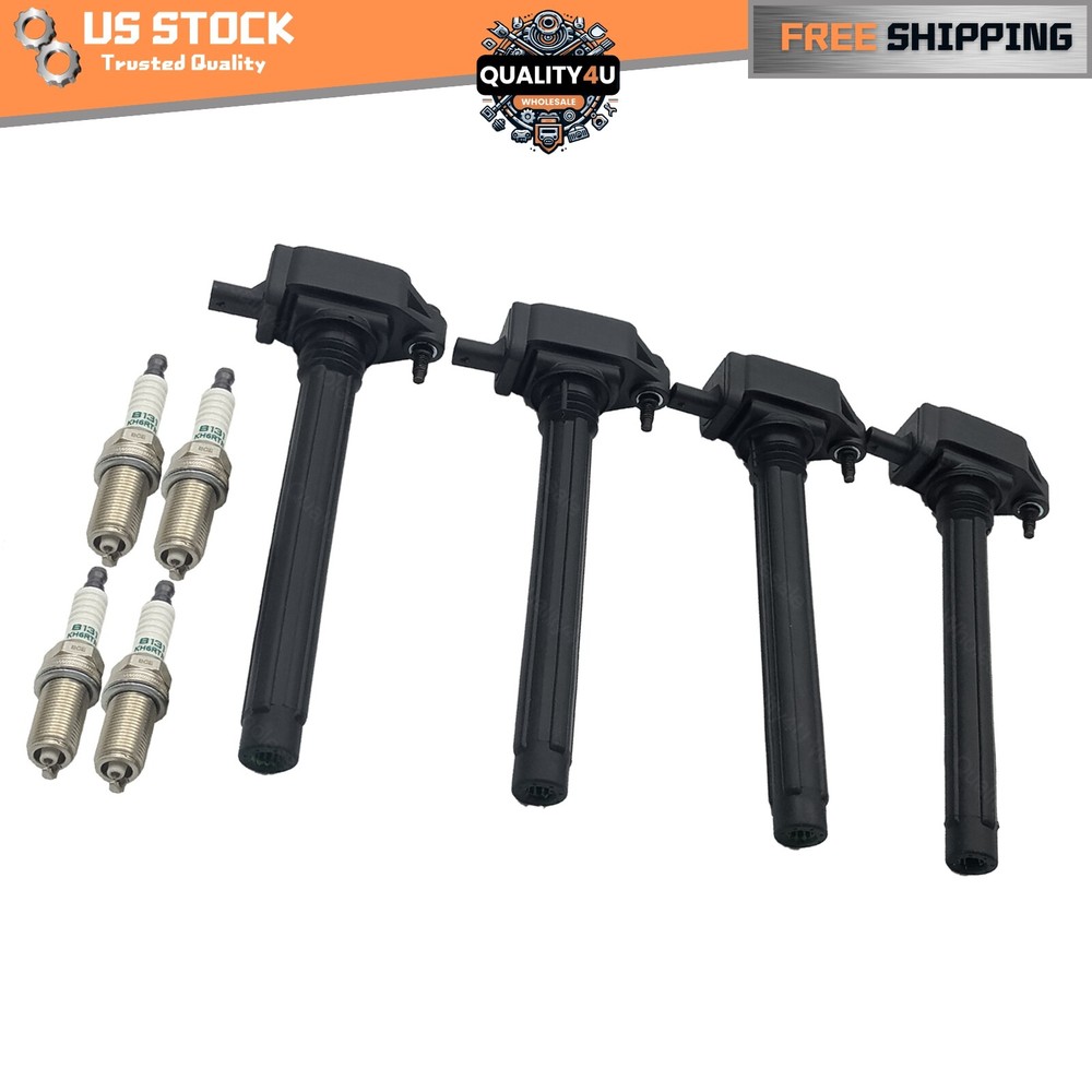 4X Ignition Coil and Spark Plug Kit UF751 for Jeep Cherokee Compass Chrysler