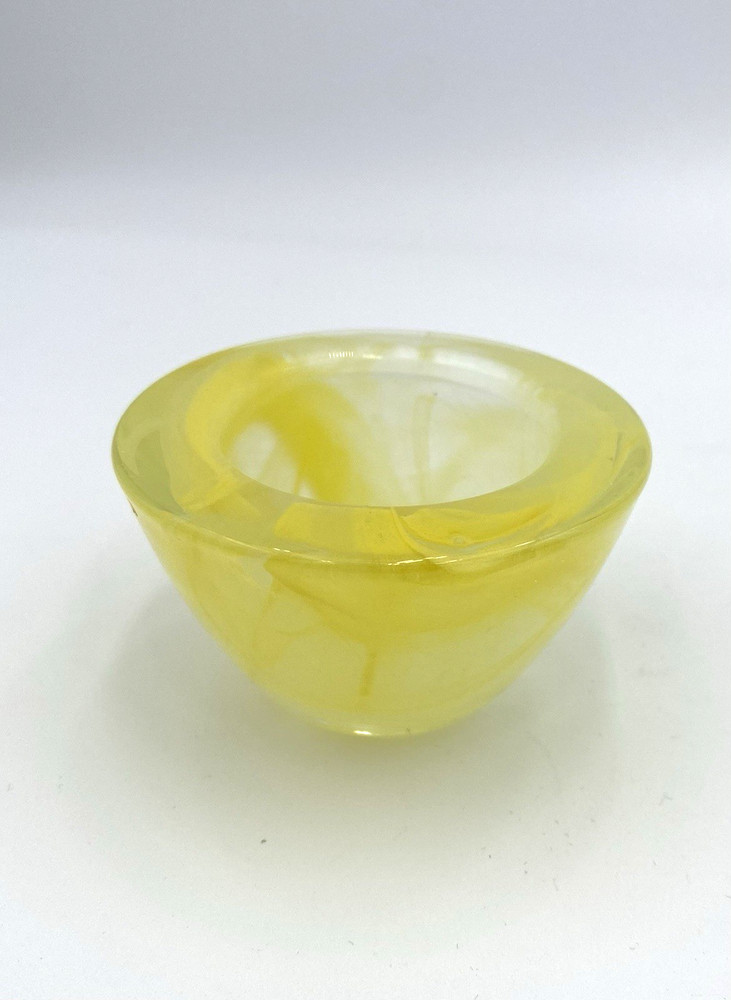 Partylite Indulgences Yellow Swirl Glass Candle Holder, Votive/Tealight, 3.3”