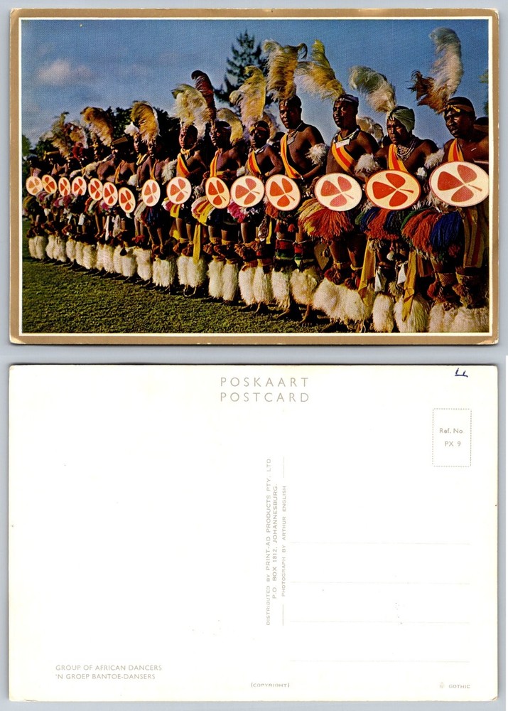 Vintage African Dancers Postcard - Bantu Culture Johannesburg South Africa