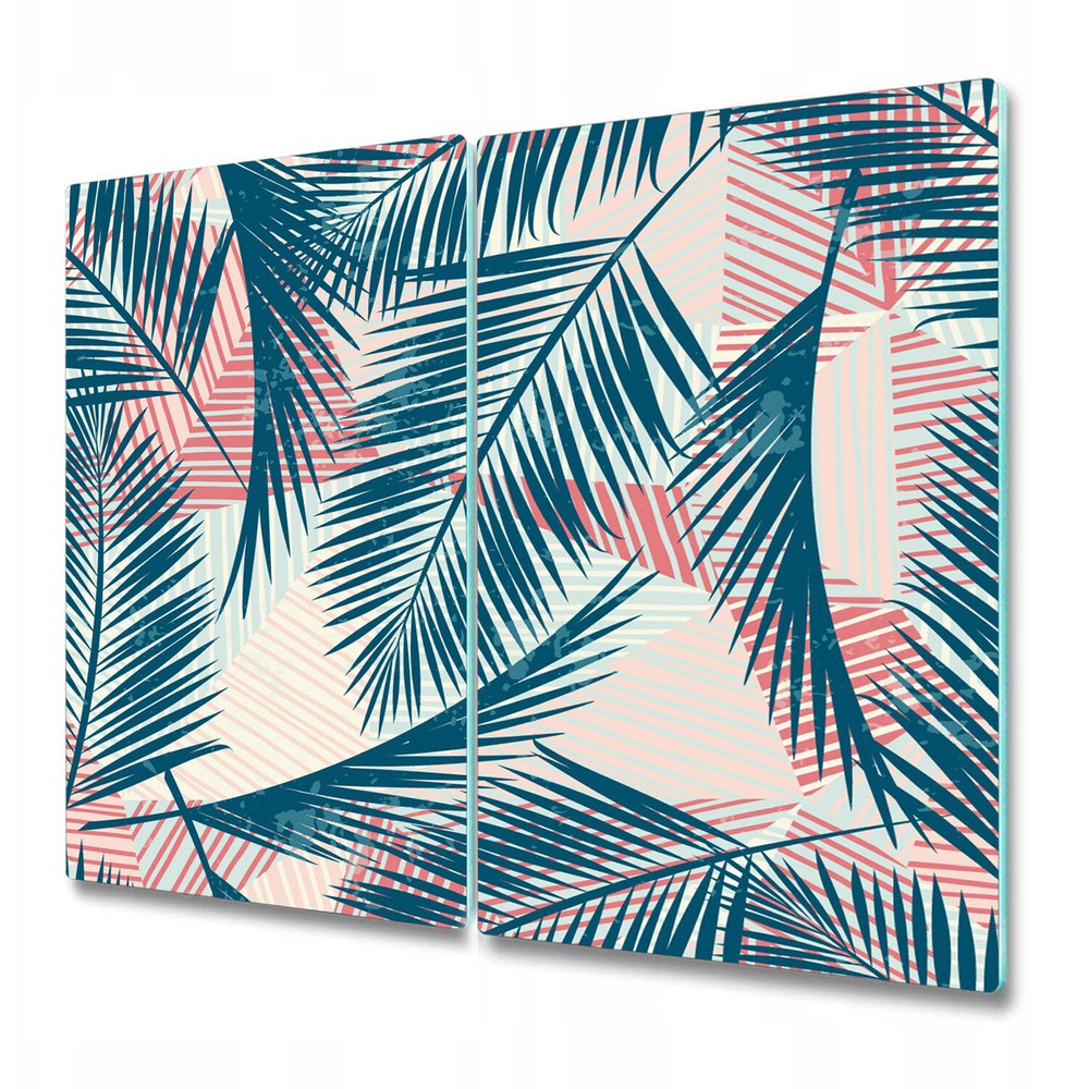 Tempered Glass Kitchen Chopping Cutting Board Tropic palm leaf pastel 2x30x52