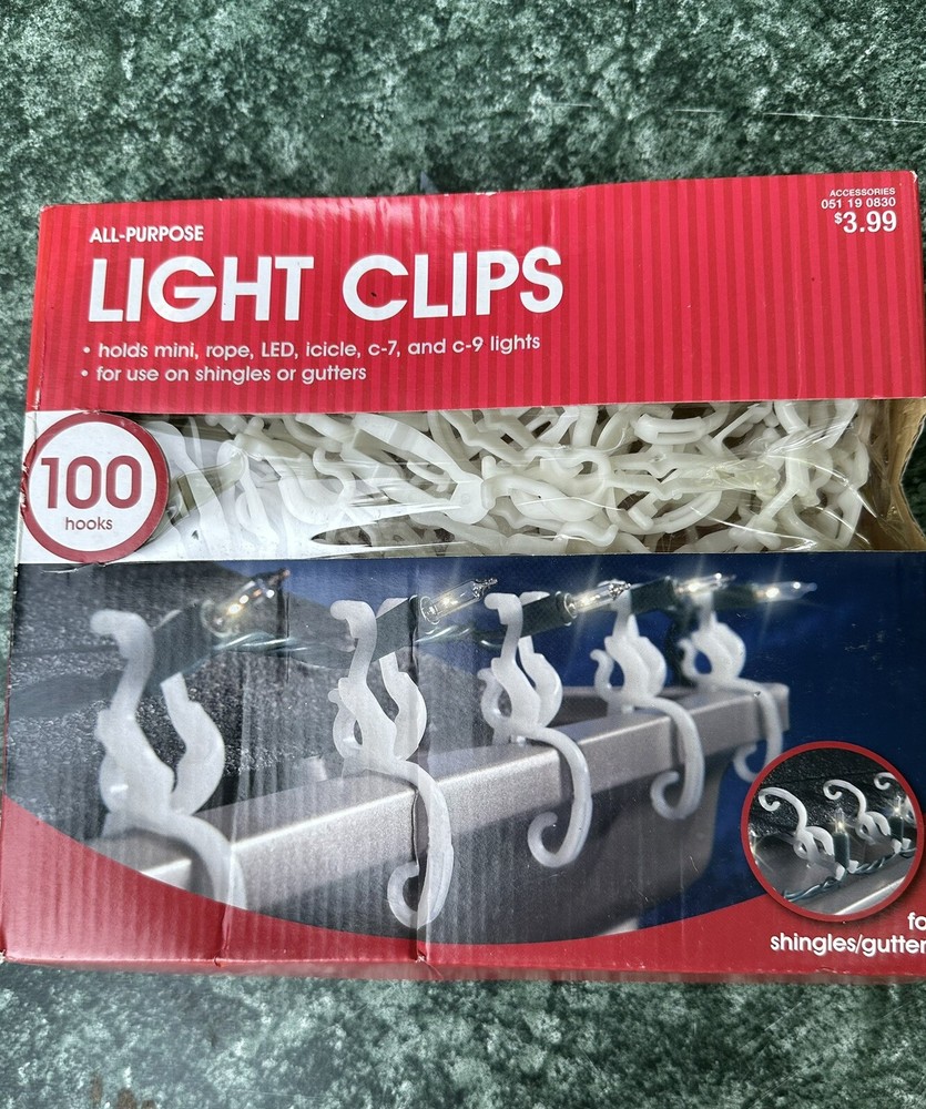 Holiday Light Hooks/clips- New Never Opened- 200 Count. All Purpose.