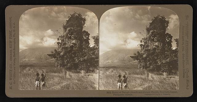Daragh church and distant Mayon, Southern Luzon, Phillippine Islands 1907
