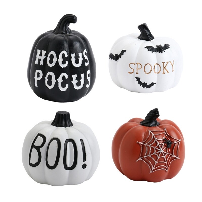 Eerie Pumpkin Shape Resin Ornament for Halloween Party Table Decoration