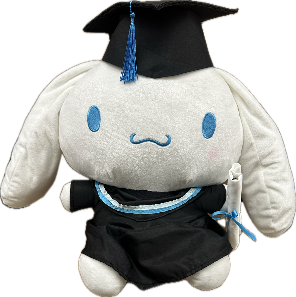Hello Kitty and Friends Plush Backpack with Cinnamoroll Graduation Robe Dress 17 Inch