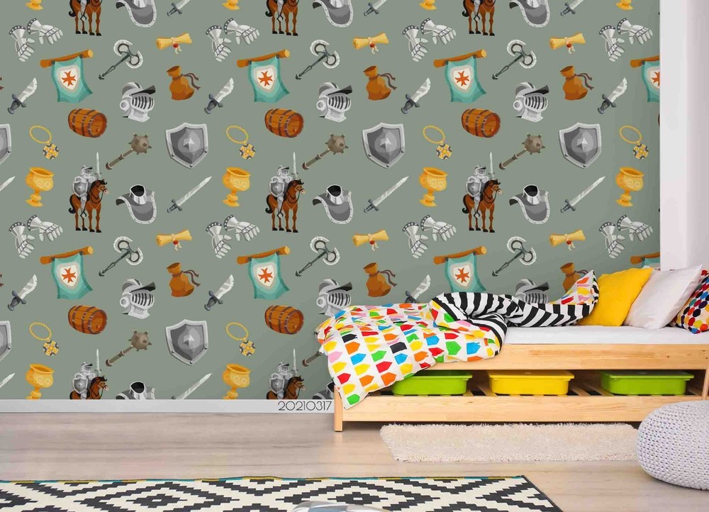 3D Knight Theme Pattern Wall Murals Wallpaper Murals Wall Sticker