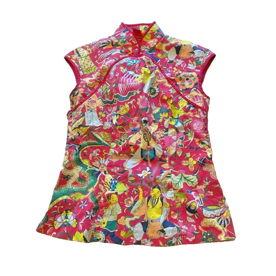 Y2K Shanghai Tang 100% Cotton Women's Cheongsam/Qipao Style Print Blouse Size 6