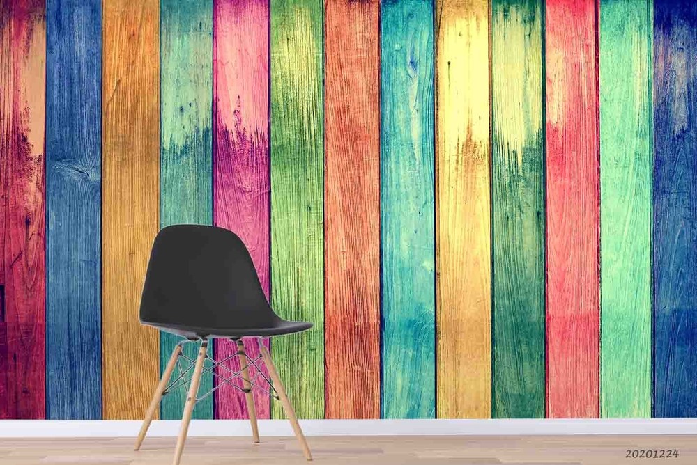 3D Colorful Wooden Planks Textures Wall Murals Wallpaper Murals Wall Sticker