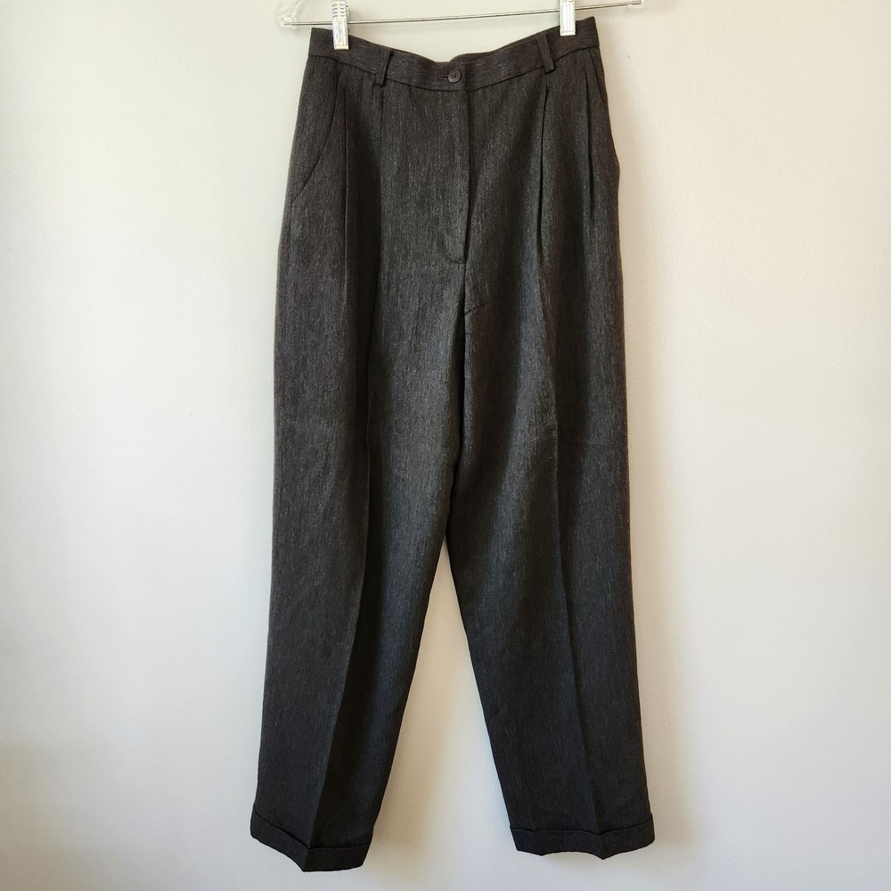 Ann Taylor Trouser Women's 6 Dark Gray Pleated Wide Leg Dress Pants Career Work