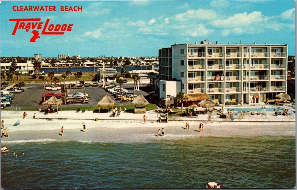 Clearwater Beach FL Travelodge Hotel Vintage Postcard Florida Gulf Coast
