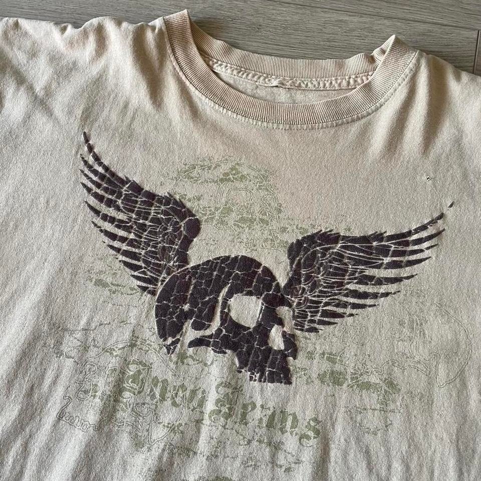 Vintage 90s Y2K JNCO T Shirt Size XL Skull Graphic Double Sided Faded Distressed