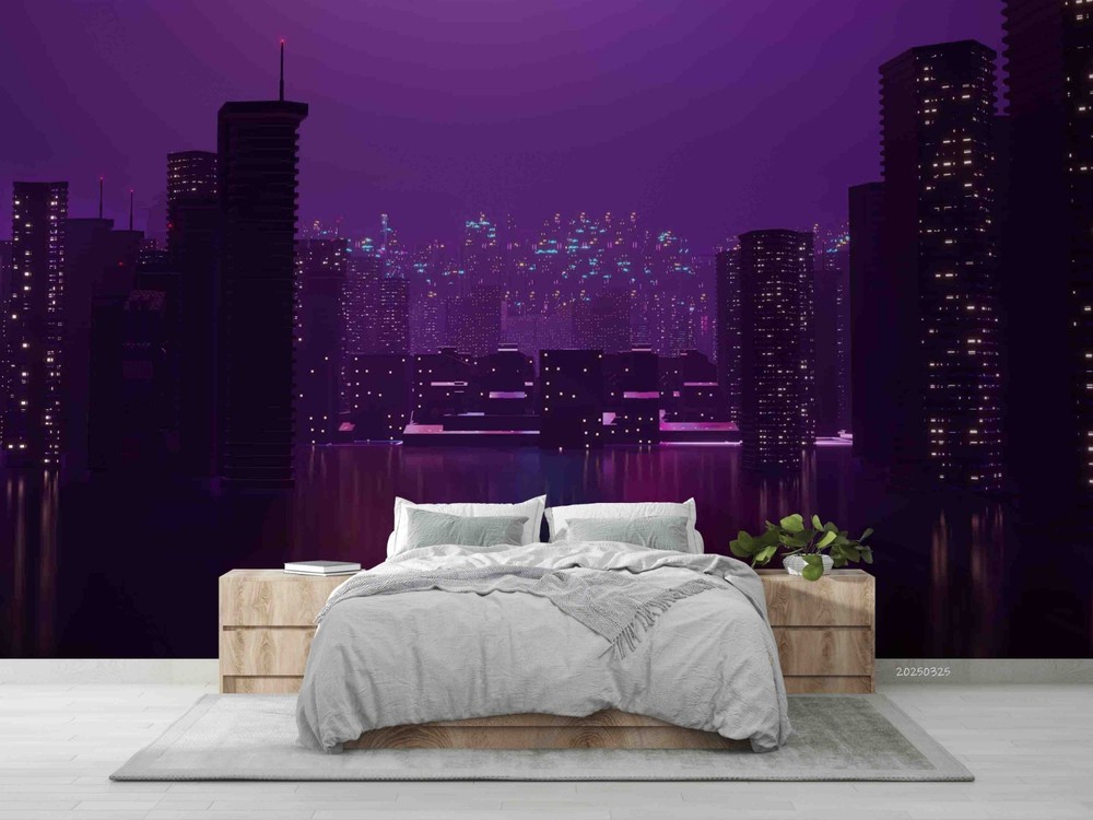 3D City Night View Wall Murals Wallpaper Murals Wall Sticker 31