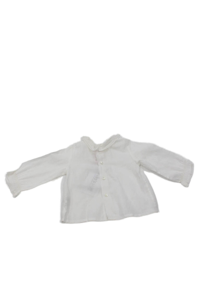 Bonpoint Girls Button Back Lace Trim Collared Shirt White Cotton Size 6 MonthsFree Shipping in US $100+ Orders | $6.95 Orders Below